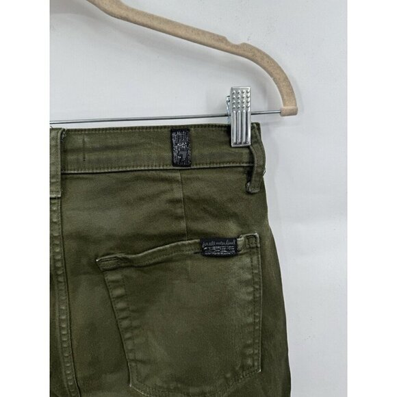 7 For All Mankind Armycoated Cargo Pant Women 29 Green Zip Ankle Grunge Skinny - Picture 12 of 14